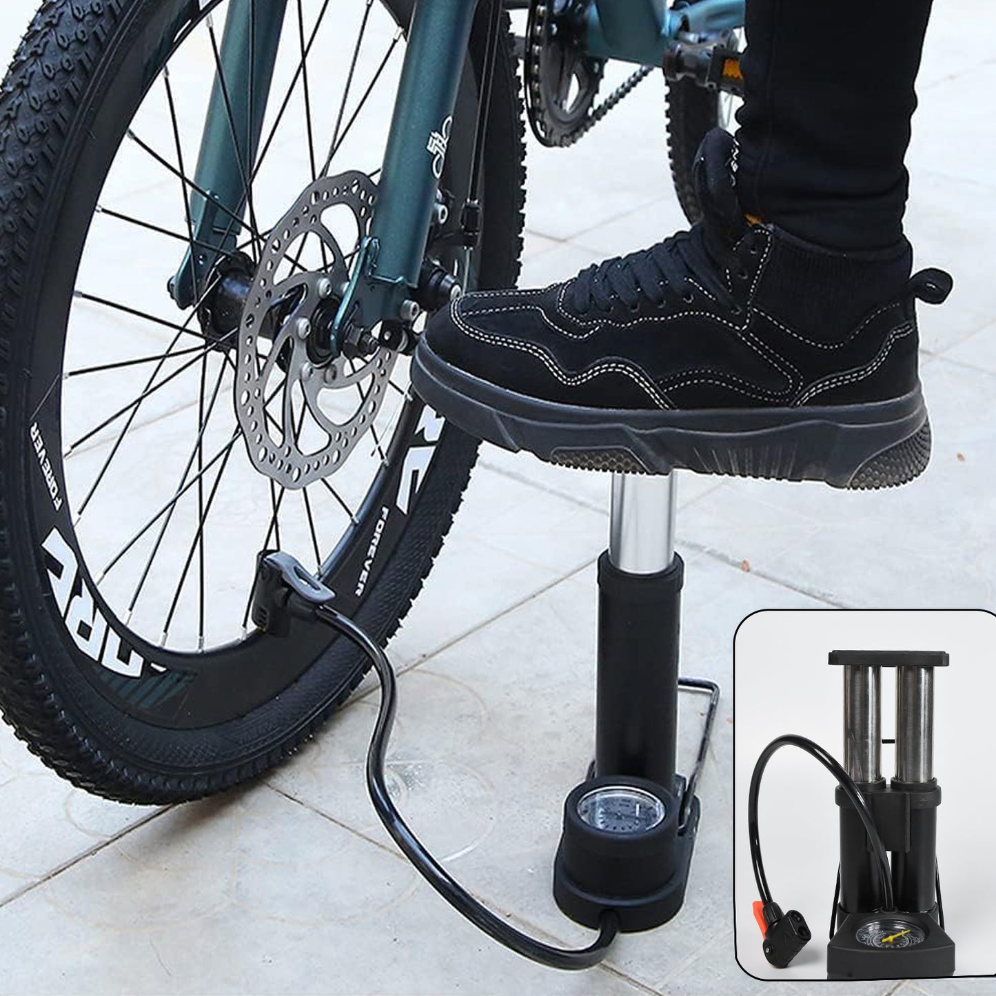 Portable Mini Bike Pumpcycle Pump Foot Activated With Gauge Floor Bicycle Pump Cycle Pump