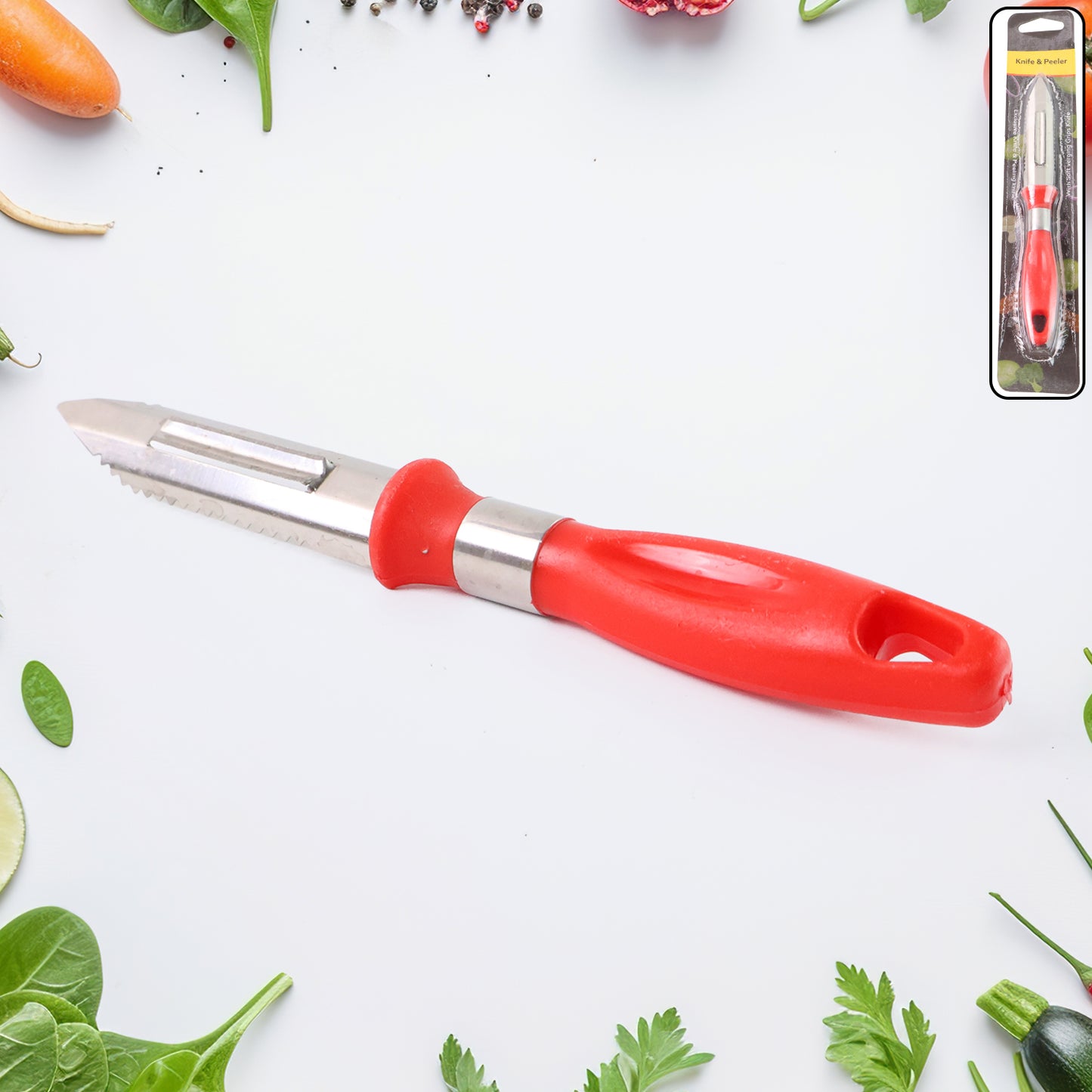 Multipurpose 2-In-1 Stainless Steel Knife Peeler (1 Pc)