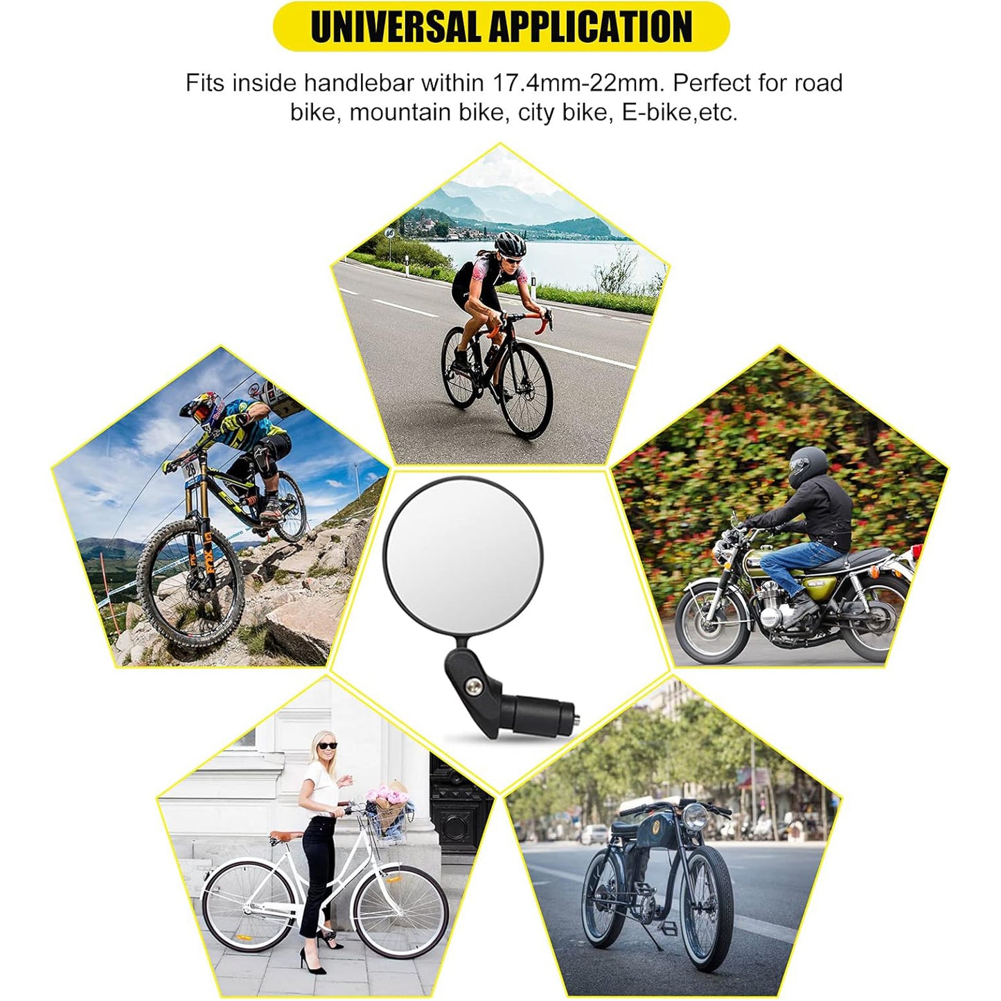 Bar End Bike Mirror Safe Rearview Mirror 360 Rotatable Foldable Safety Bicycle Rear View Mirror Mirror Durable Bike Mirror (1 Pc)