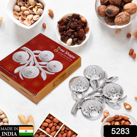 Tree Shape 4 Compartment Mukhwas Dani Serving Tray For Home Kitchen Use
