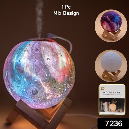3D 2 In 1 Led Printed Moon Lamp Aroma Diffuser (1 Pc)