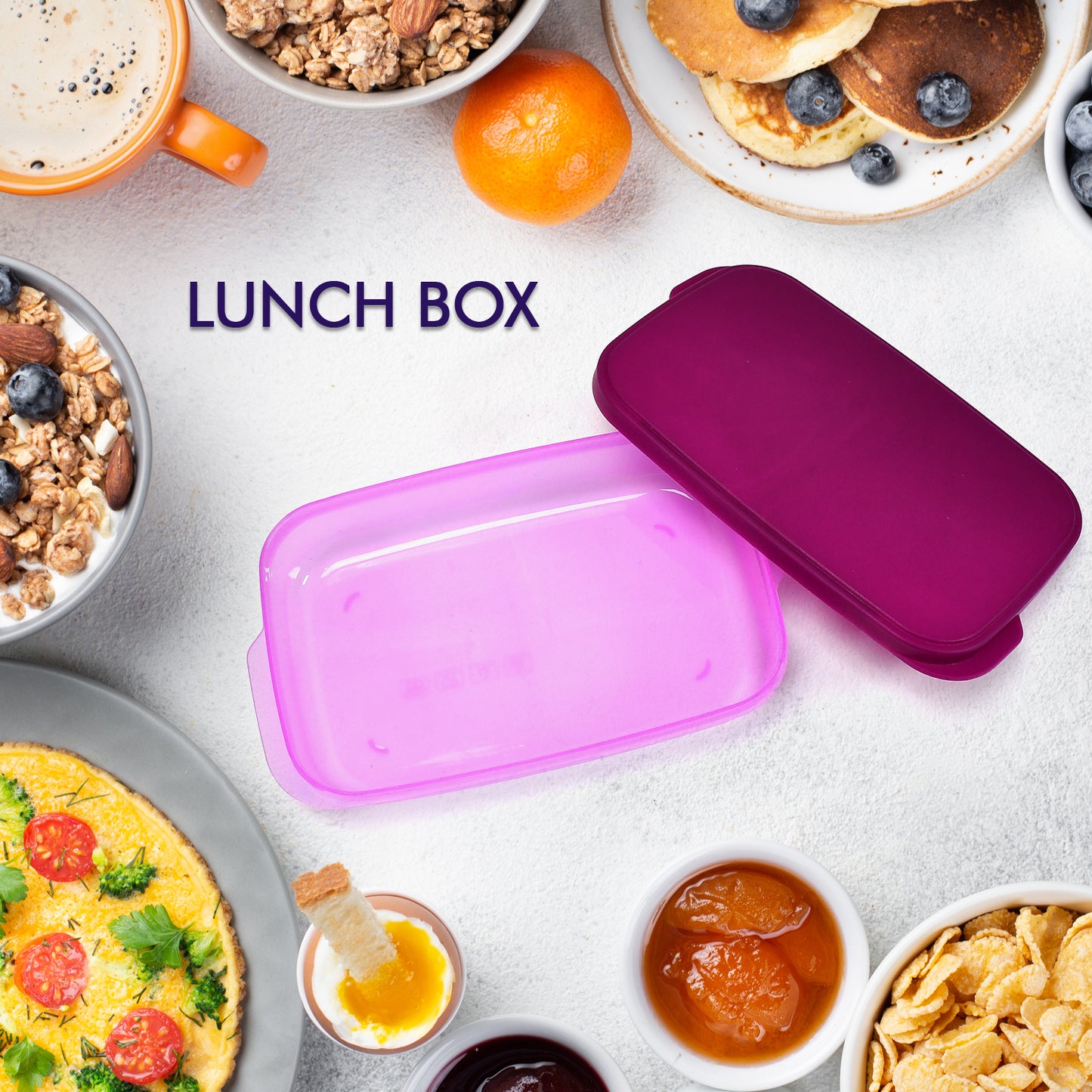 Unbreakable Divine Leak Proof Plastic Lunch Box Food Grade Plastic Bpa-Free 2 Containers With Spoon