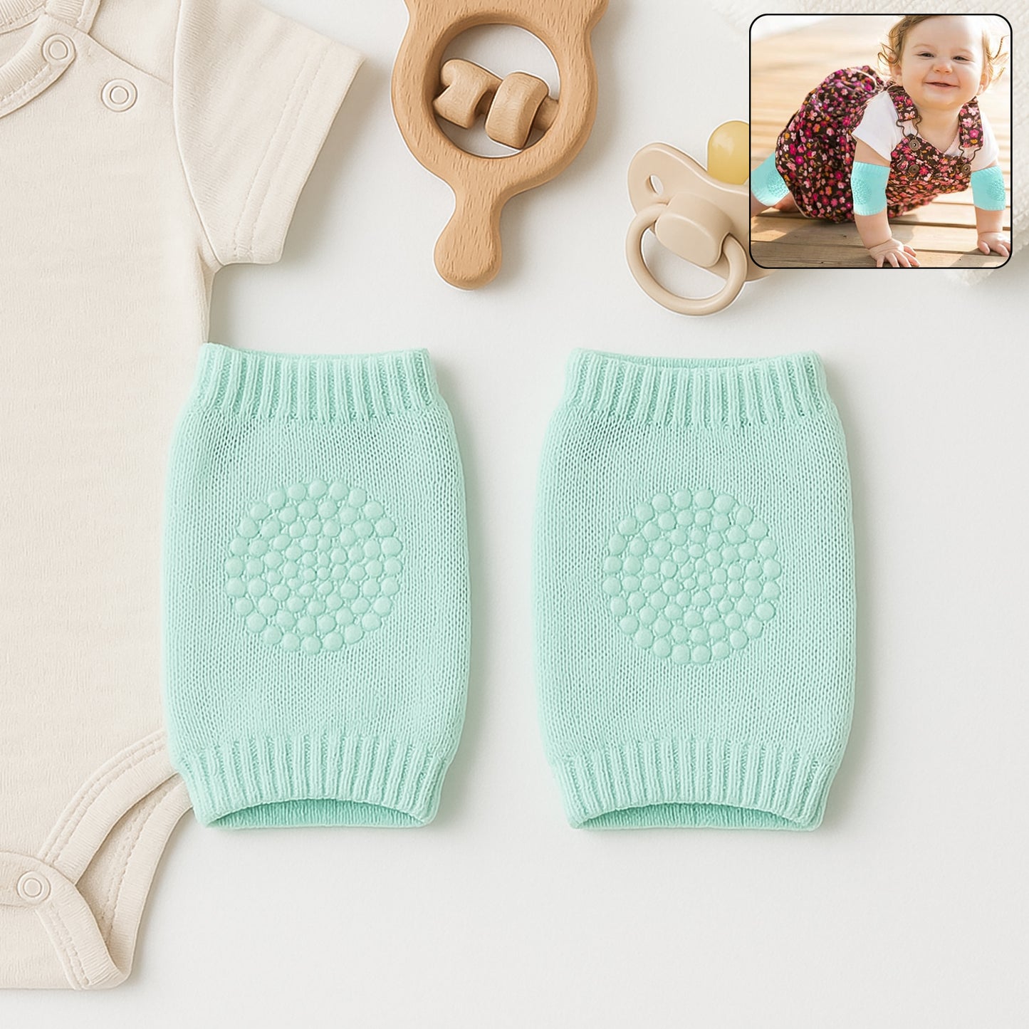 Mintgreen Toddler Wool Knit Leg Warmer (Knee Guard)