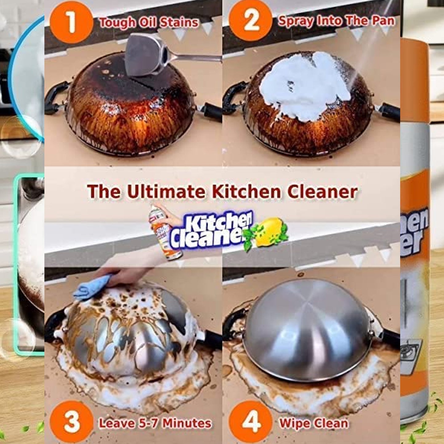 Multipurpose Bubble Foam Cleaner Kitchen Cleaner Spray Oil Grease Stain Remover Chimney Cleaner Spray Bubble Cleaner All Purpose Foam Degreaser Spray (500 Ml)