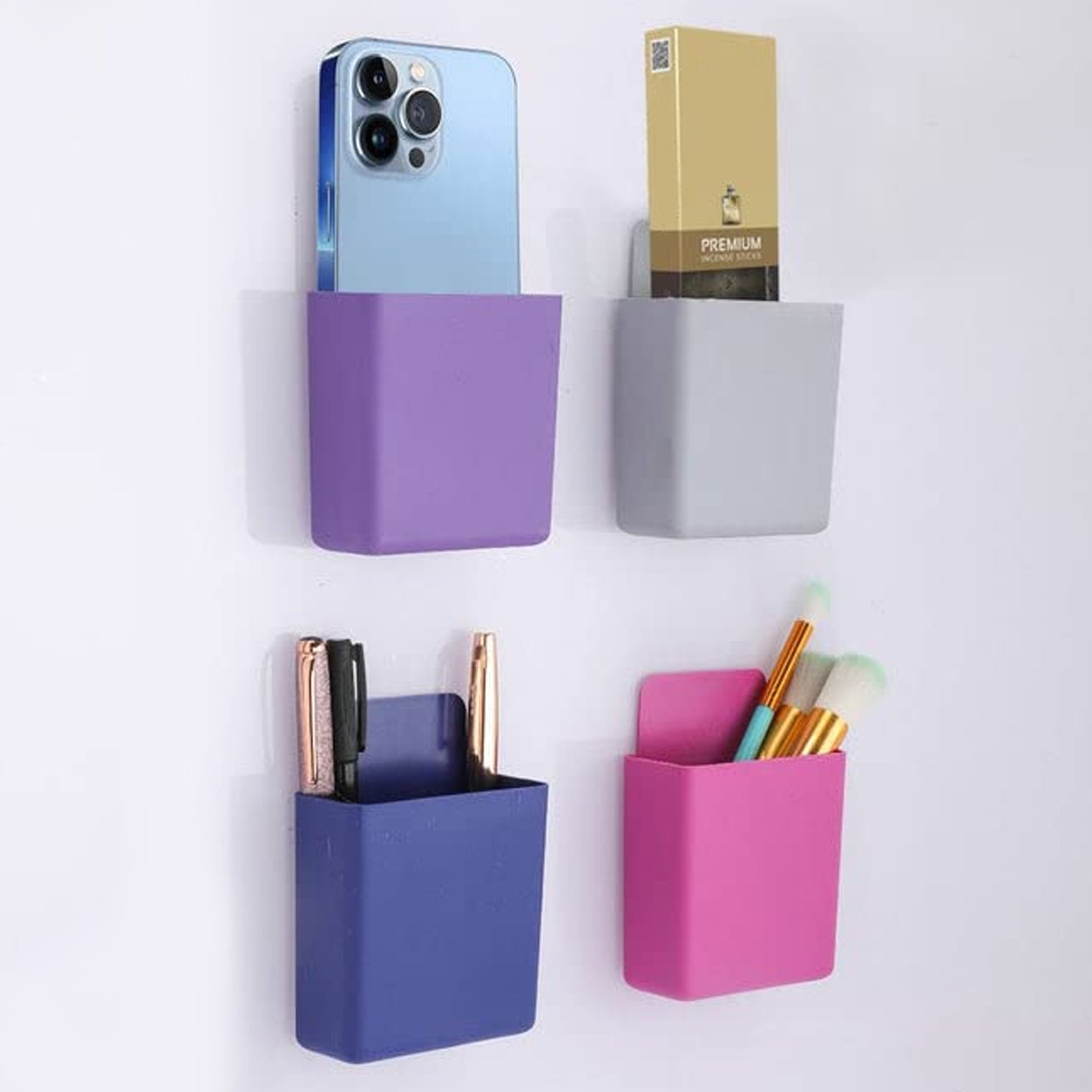 Multipurpose Plastic Wall Mounted Remote Mobile Holder Stand (Pack Of 4)