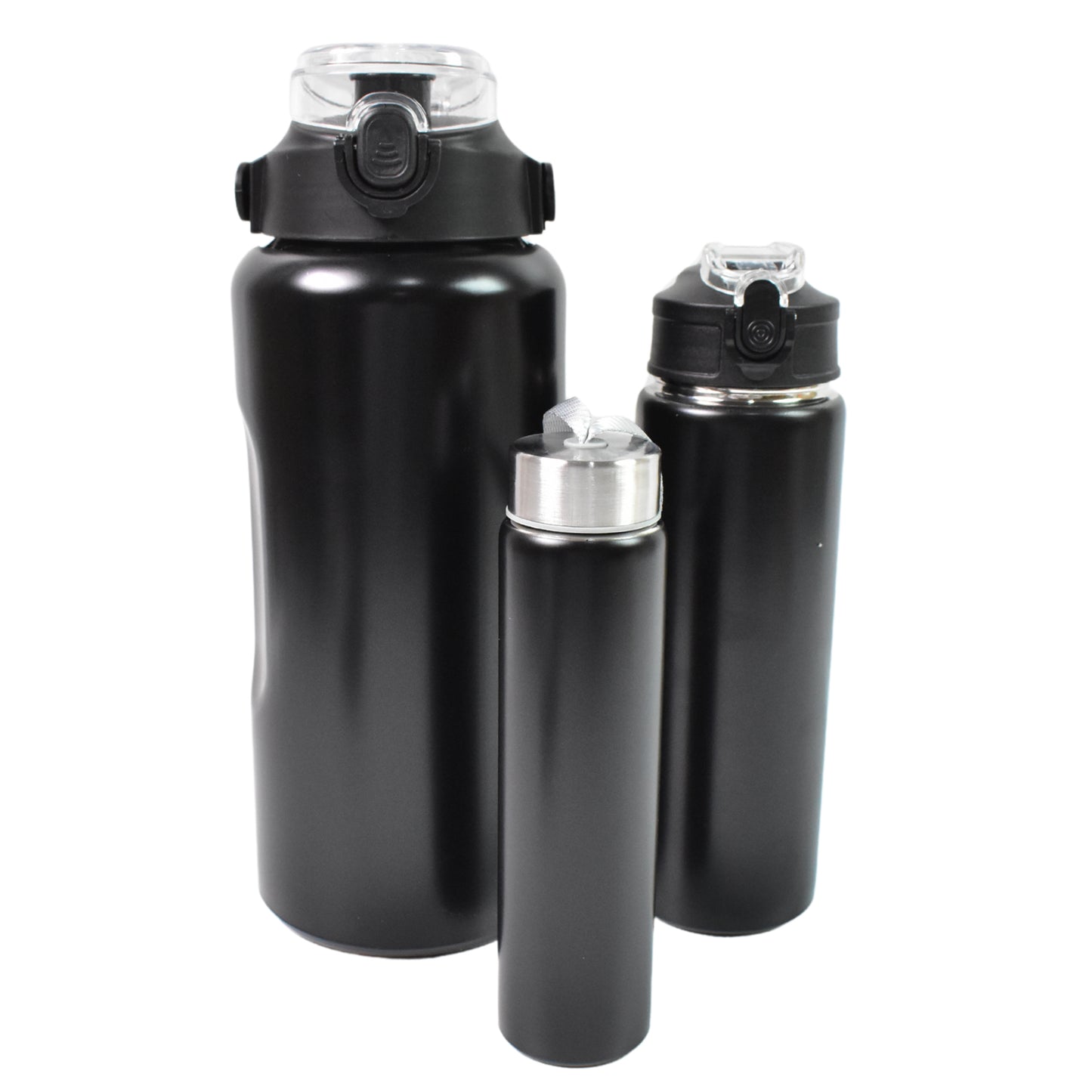 3 In1 Stainless Steel Insulated Water Bottle Double Wall Vacuum (3 Pcs Set Different Size)
