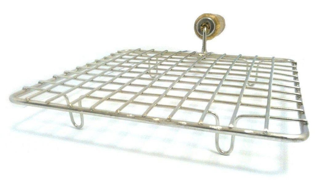 Kitchen Square Stainless Steel Roaster Papad Jali Barbecue Grill With Wooden Handle