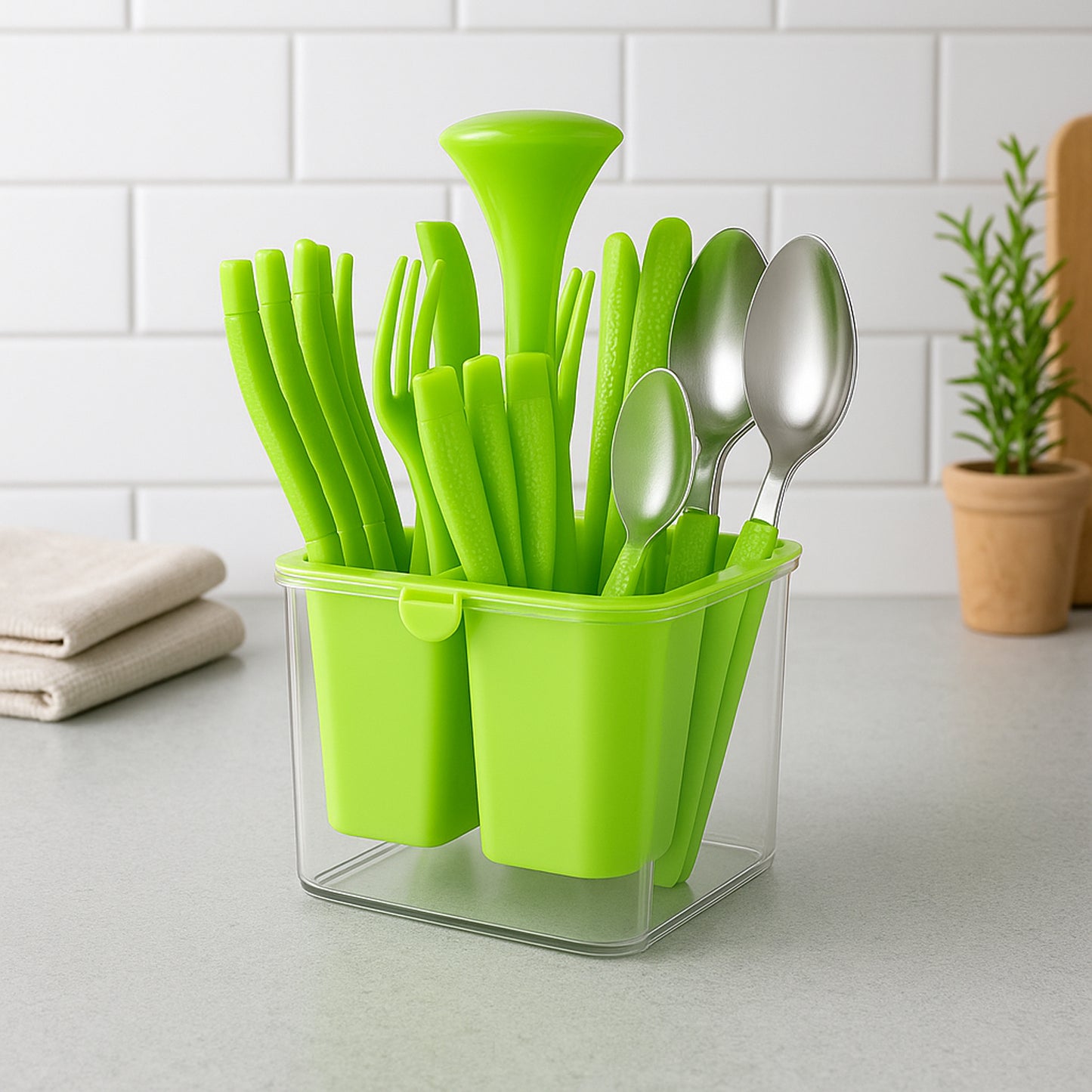 Supermom Premium Fancy Cutlery Set With Holder (24 Pc Set)