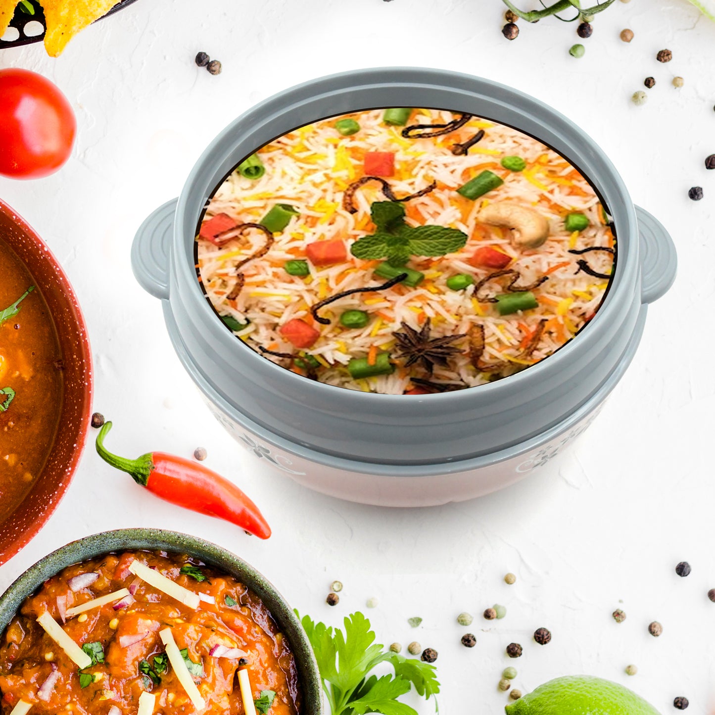 High Quality Steel Casserole Box For Food Searving Inner Steel Insulated Casserole Hot Pot Flowers Printed Chapati Box For Roti Kitchen (Approx 4500 Ml)