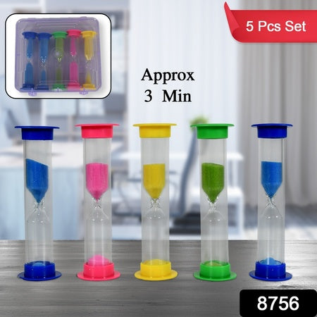 Sand Timer Plastic Hourglass Sand Glass Toy Sand Clock For Kitchen Office School And Brushing Teeth For Bathroom Timer Clock Children Hourglass Sand Glass Toothbrush Household Sand Clock (3 Min Approx 5 Pc)