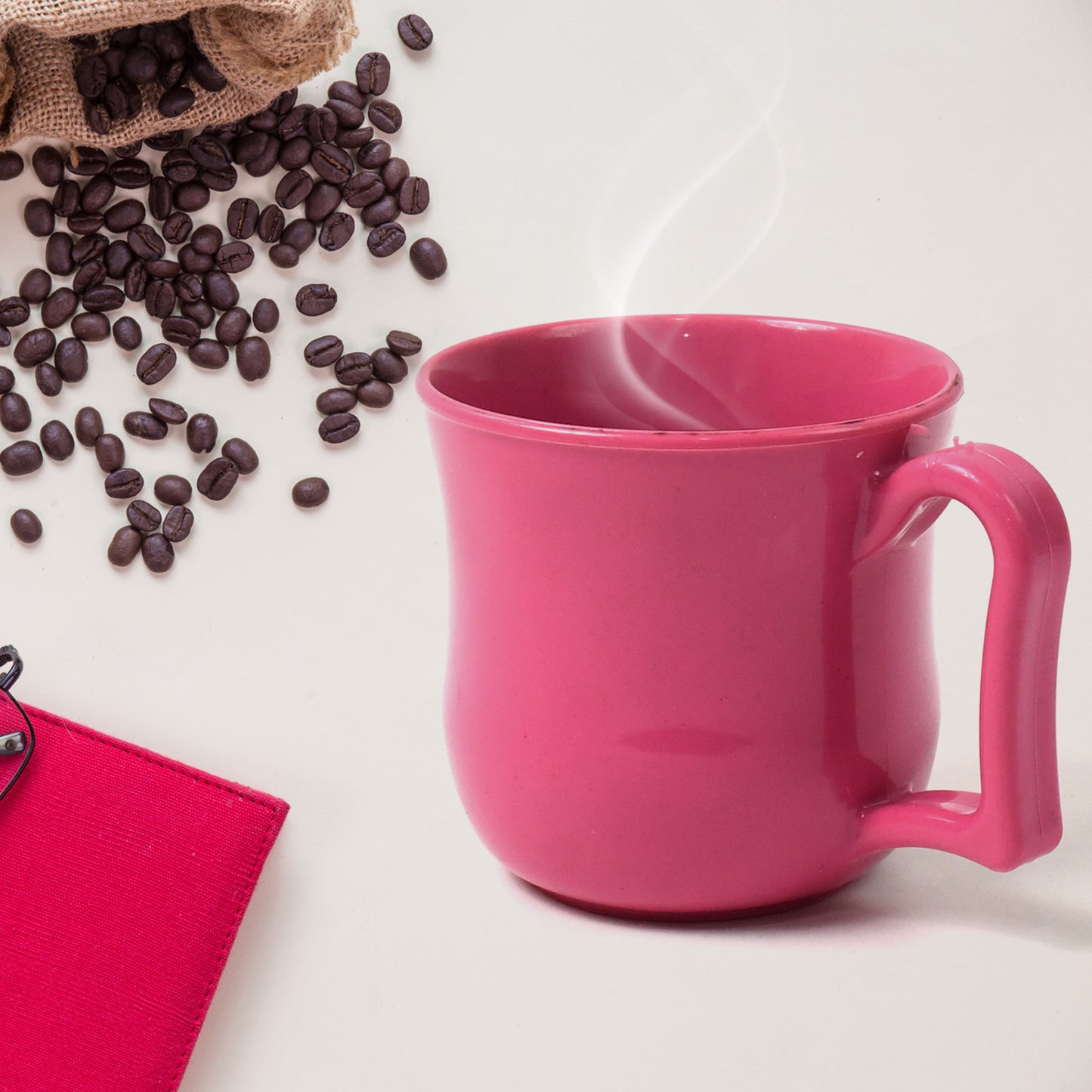 Premium Plastic Coffee Tea Cups Mug With Handle (1 Pc Loose Mix Color)