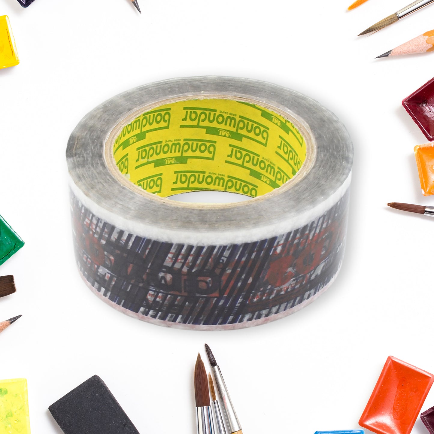 Deodap Printed Transparent Strong Adhesive Packaging Tape For Multipurpose Use Packing Adhesive Tape Office Product (2 Inch X 120 Mtr.)