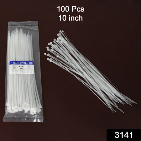 10 Inch Nylon Self Locking Cable Ties Heavy Duty Strong Zip Wire Tie. Pack Of 100