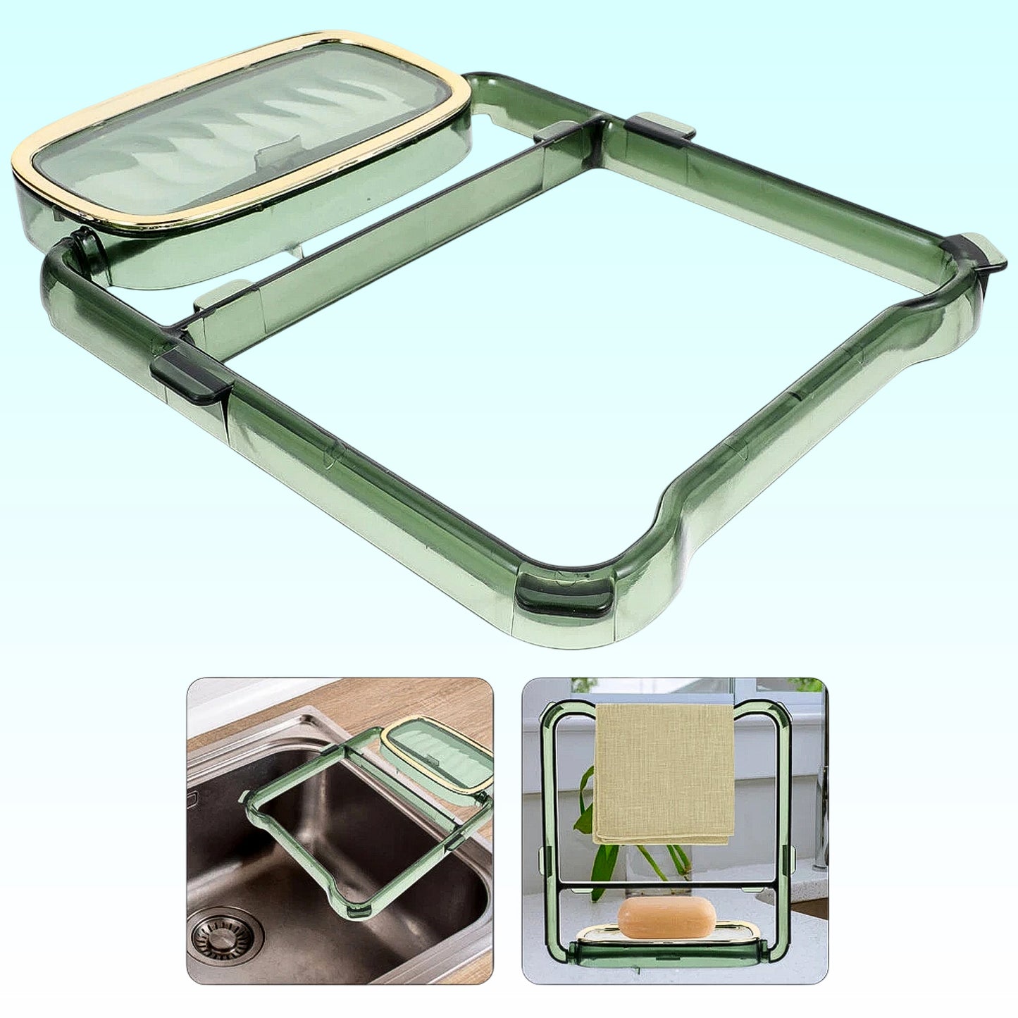2-In-1 Self-Adhesive Towel Hanger Soap Holder Stand (1 Pc)