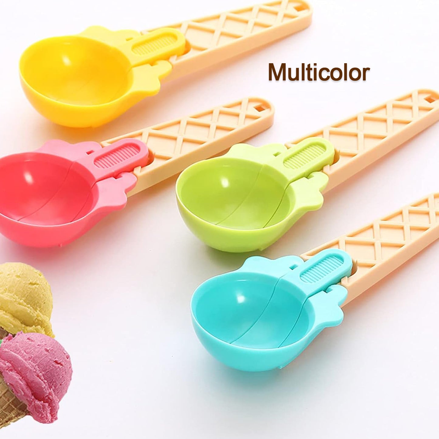 Ice Cream Spoons 2Pcs Plastic Water Melon Scoopers With Trigger Dipper And Adults For Summer Party Ice Cream Scoop Food Serving Spoon Kitchen Tools Ice Cream Digging Spoon Household Spoons Cupcake Spoons Aps Fruit Ball Player (2 Pc)