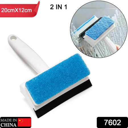 2 In 1 Glass Wiper Cleaning Brush Mirror Grout Tile Cleaner Washing Pot Brush Double-Sided Glass Wipe Bathroom Wiper Window Glass Wiper
