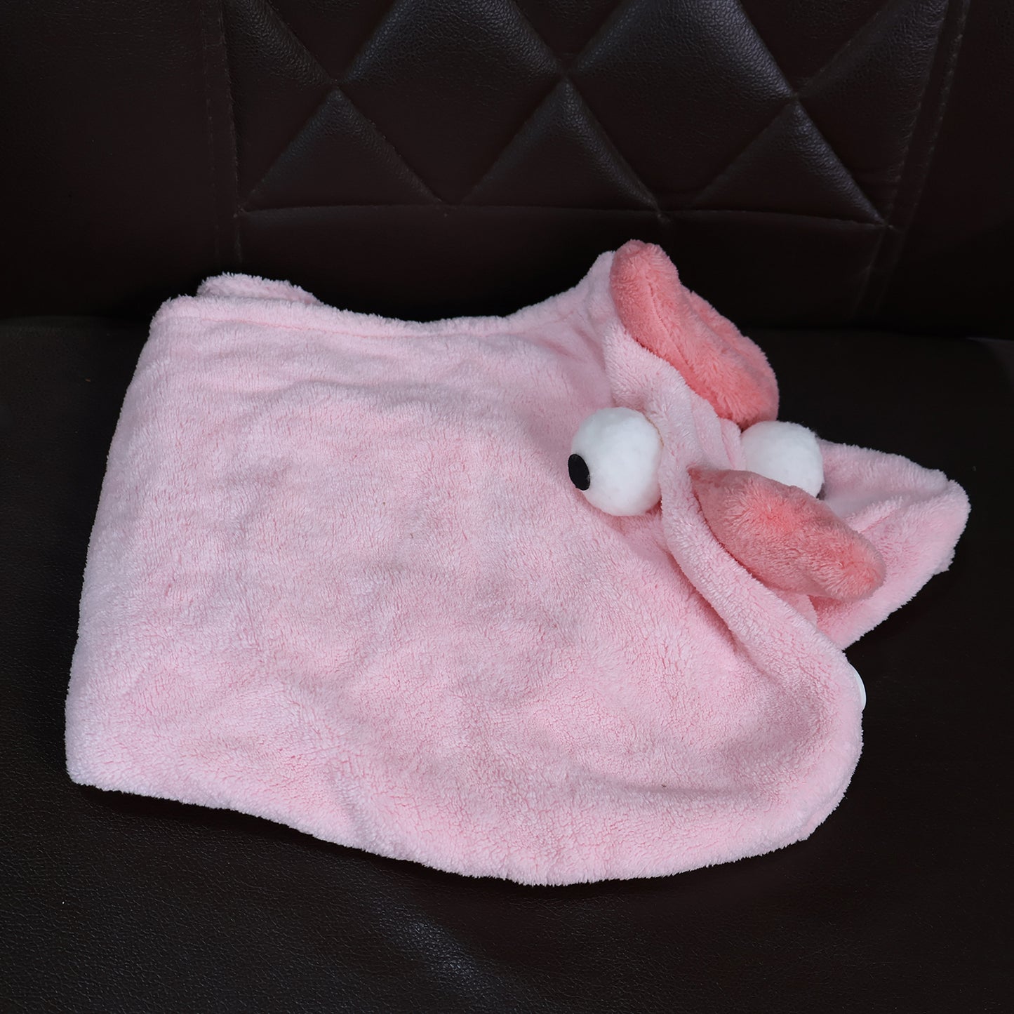 Softmicrofiber Cartoon Design Hair Drying Towel Wrap With Button Closure (1 Pc)
