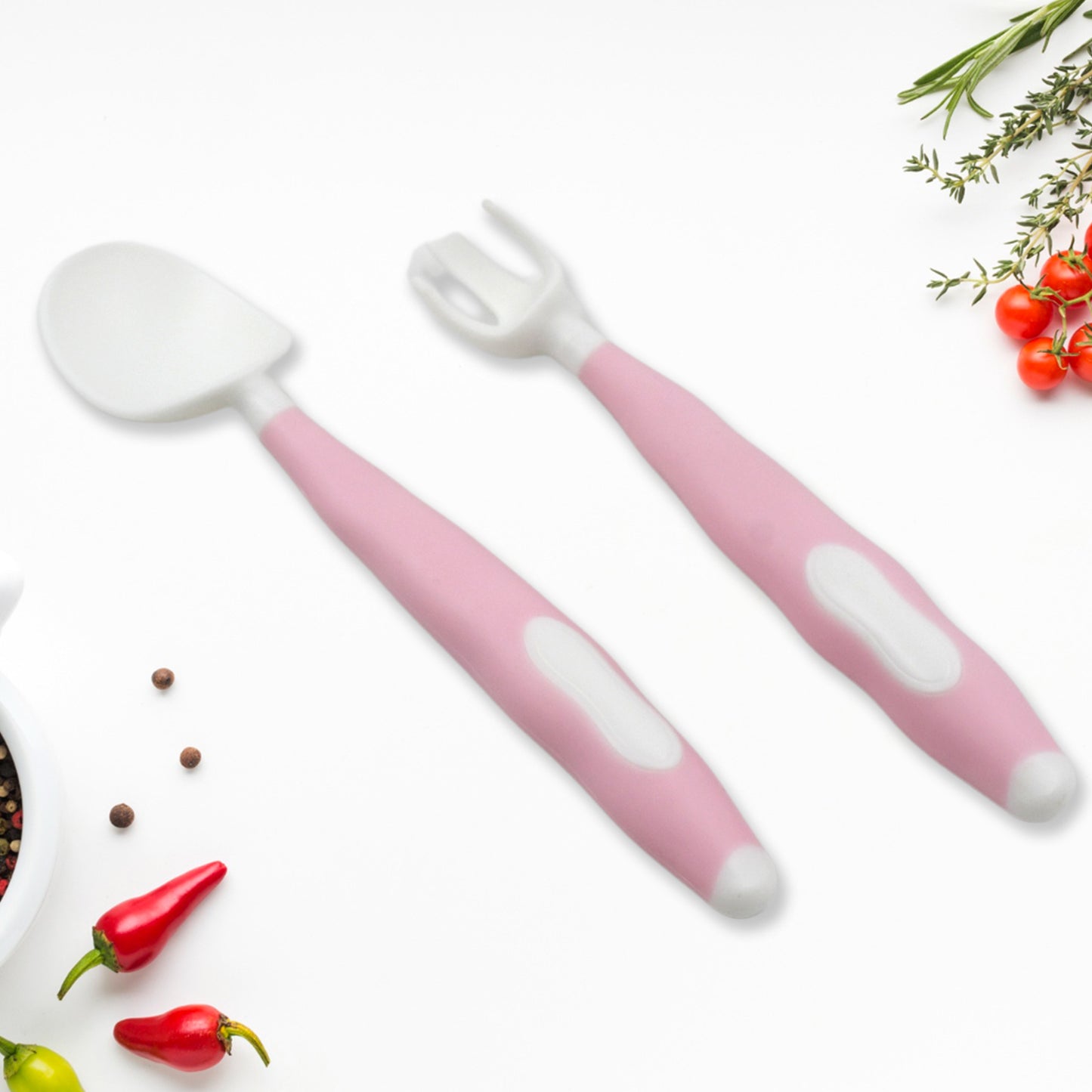 Silicone Bendable Kids Feeding Spoons And Forks Toddler Utensils With Travel Case Baby Spoon And Fork Set For Self-Feeding Learning Bendable Handle For Kid Children Toddlers (2 Pc Set)