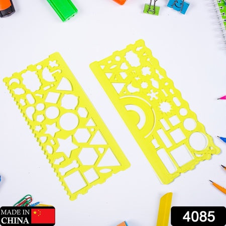 Clear Green Circle Triangle Square Rectangle Template Drawing Ruler Scale Suitable For School Drawing Use ( 2Pc )