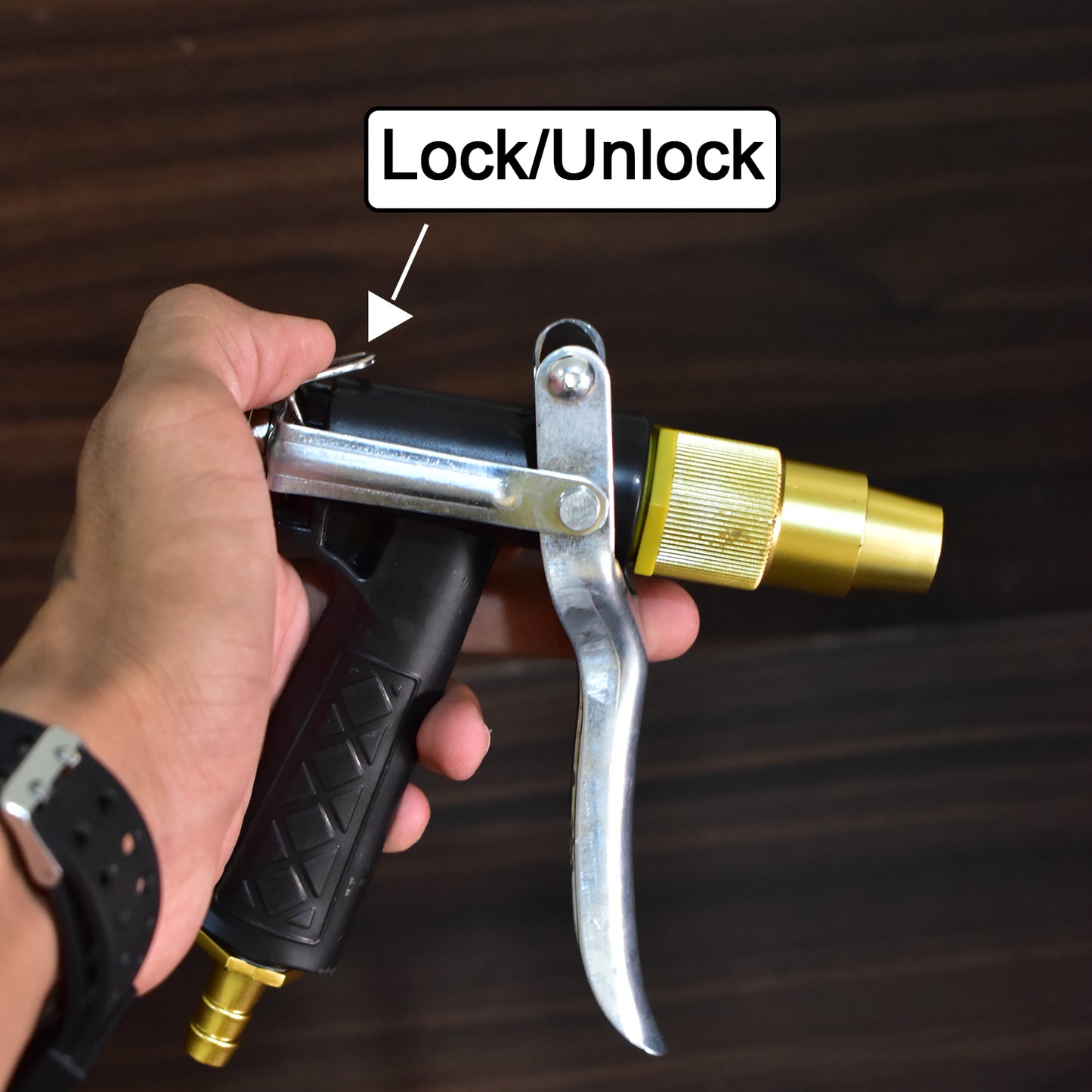Durable Gold Plated Metal Trigger Hose Nozzle Water Lever Spray
