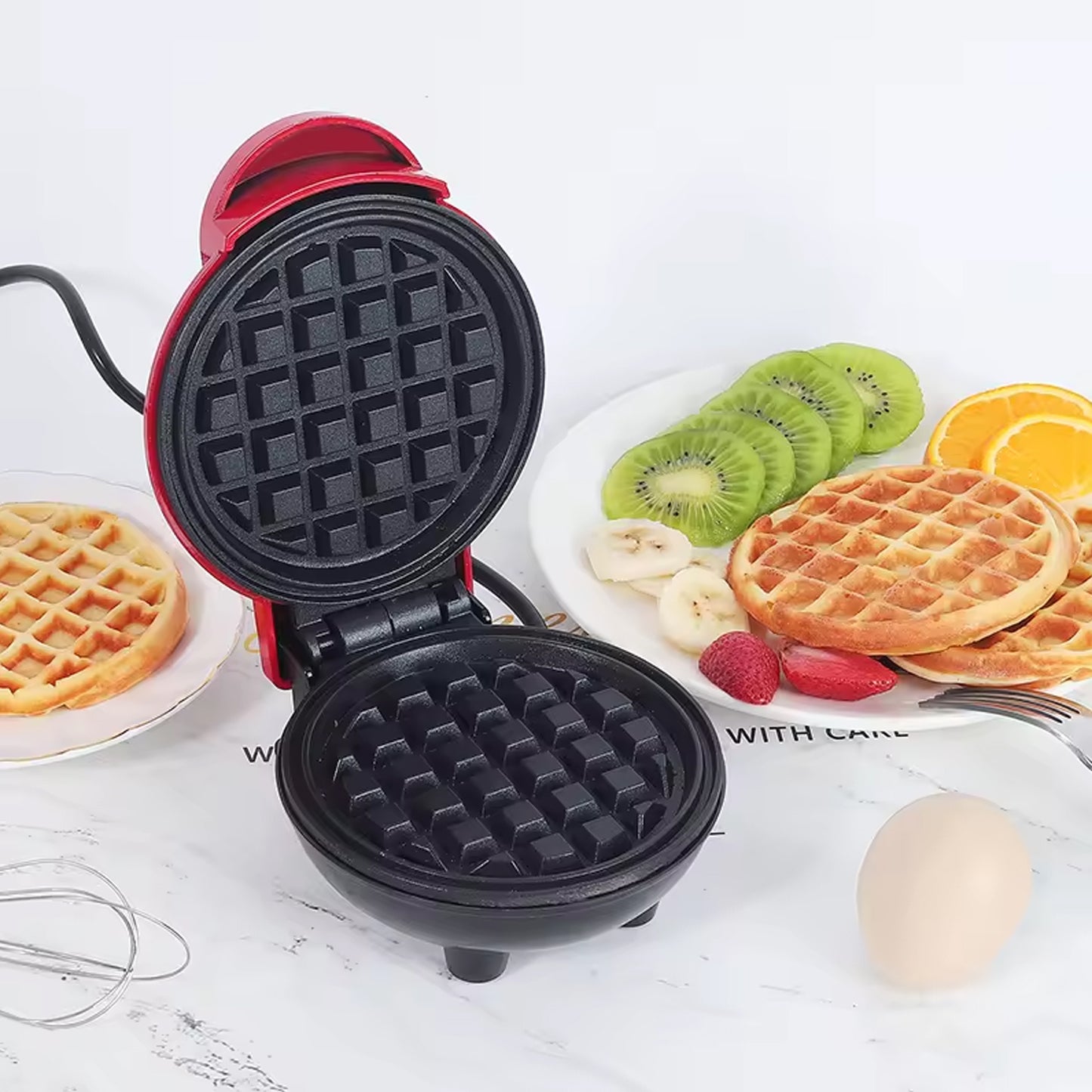 Miniwaffle Maker Machine Waffle Iron Home Appliances Kitchen Gift Easy To Clean On-Stick Surfaces Perfect Breakfast Dessert Sandwich Pan Cakes Paninis Other Snacks Machine