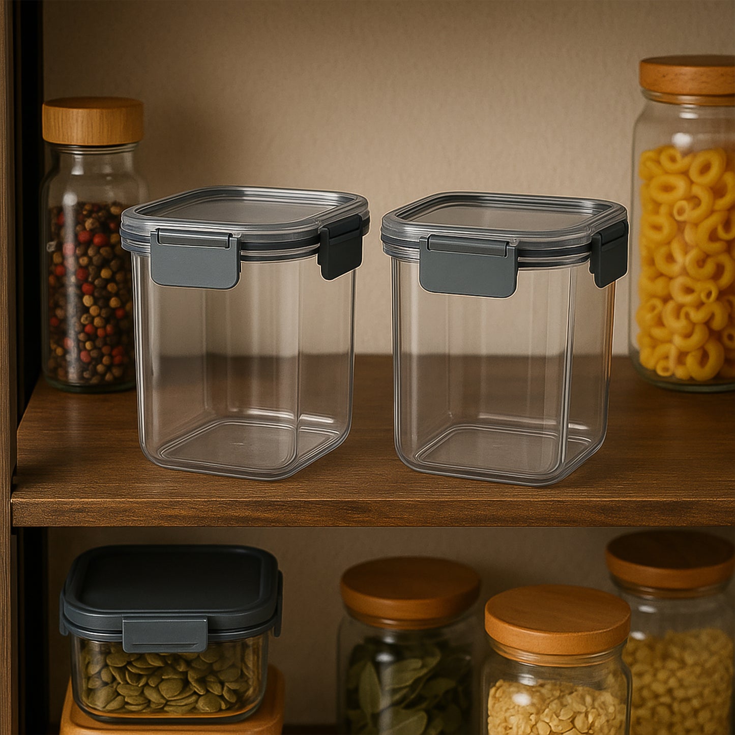 Apexpress N Lock Airtight Food Storage Container Set (2Pc900Ml) Approx