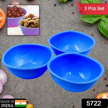 Bpa Free Plastic Bowl Set For Cereal Salad Rice Soup Pasta Snack Bowl Microwave Safe Dishwasher Safe (3 Pcs Set)