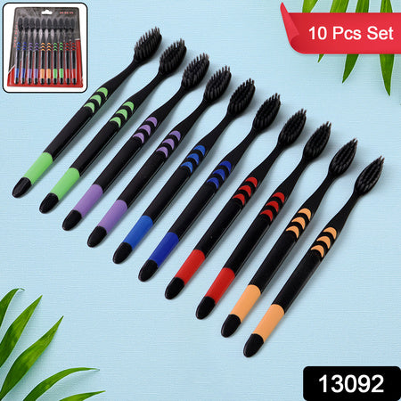 Softtoothbrush With Plastic Round Box For Men And Women Kids Adultsplastic Toothbrush (10 Pcs Set)