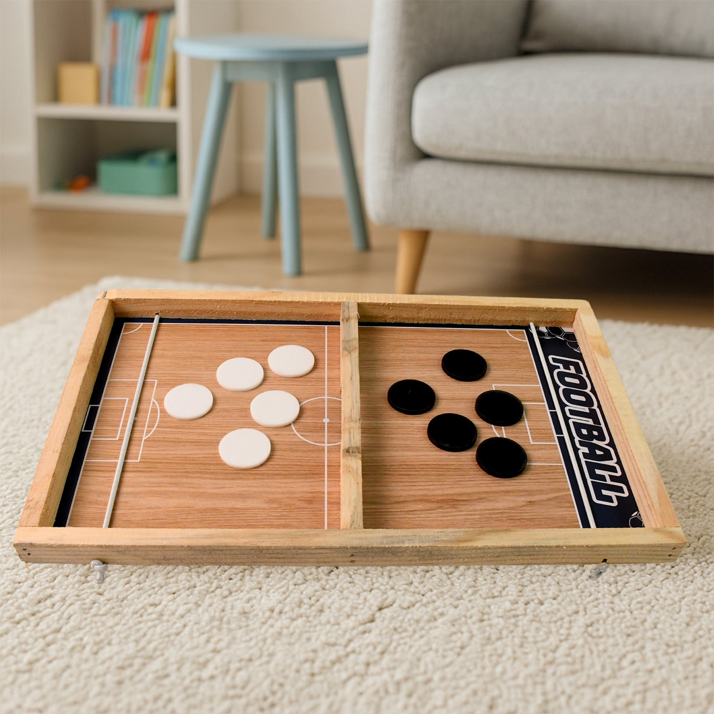 Wooden Board Game Set Ludo Snakes Ladders And Desktop Football (3-In-1)