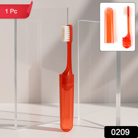 Portable Folding Toothbrush With Built-In Travel Case (1 Pc)