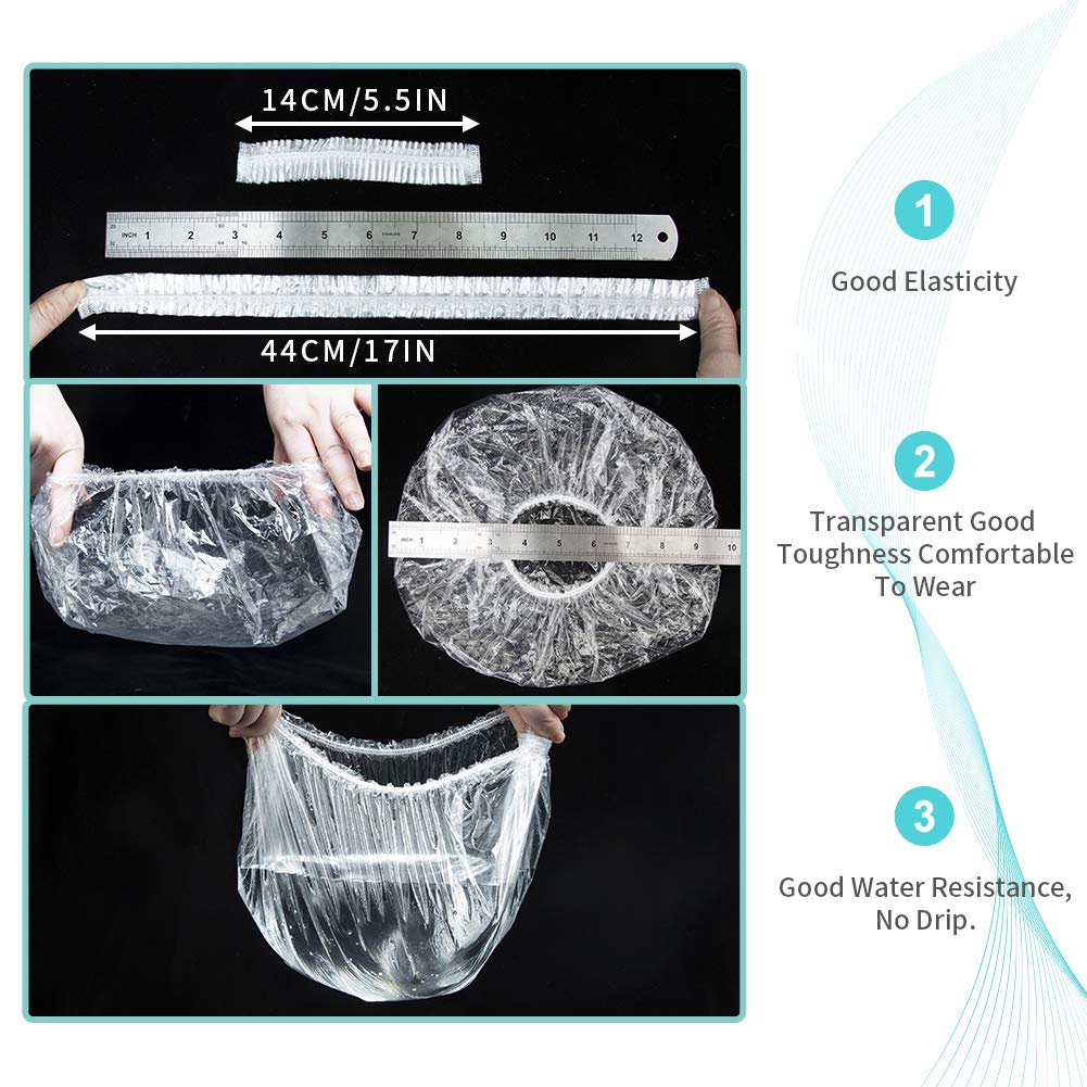 Disposable Shower Caps For Women Larger Thicker Waterproof And Individually Wrapped Plastic Elastic Hair Bath Caps For Hotel And Spa Hair Salon Home Use Portable Travel (Pack Of 12)