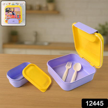 Kidslunch Box Set With Small Inner Container Spoon Fork (1 Pc)