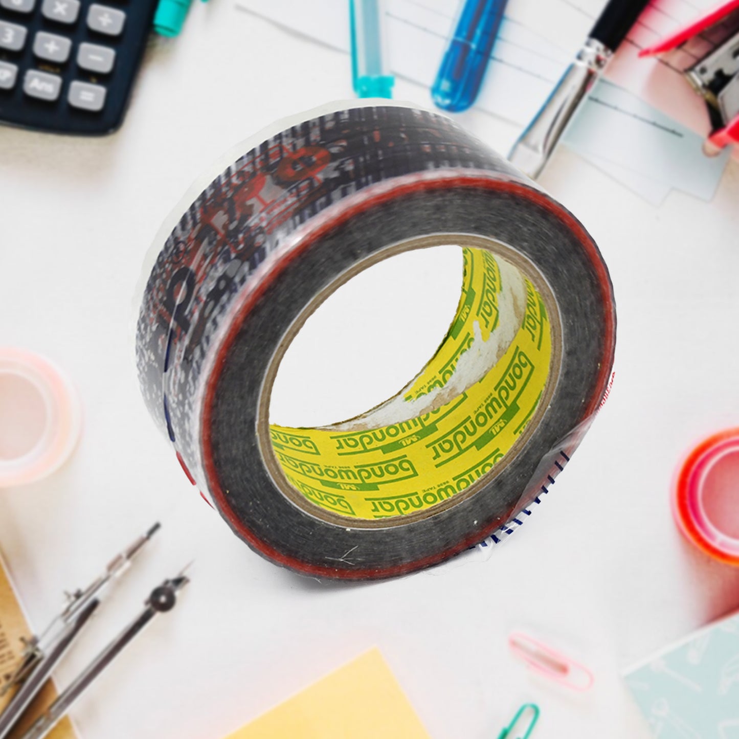 Deodap Printed Transparent Strong Adhesive Packaging Tape For Multipurpose Use Packing Adhesive Tape Office Product (2 Inch X 120 Mtr.)