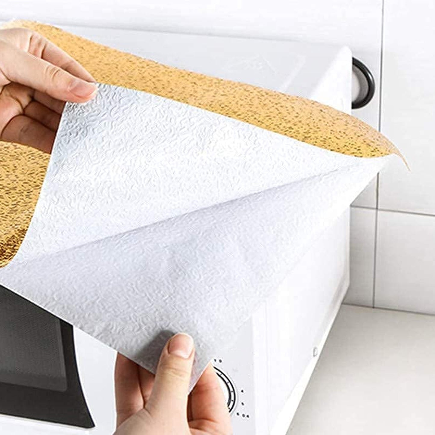 Oil Proof Sticker Waterproof Self Adhesive Aluminum Foil Wallpaper (60 Cm2M Golden 1 Pc)