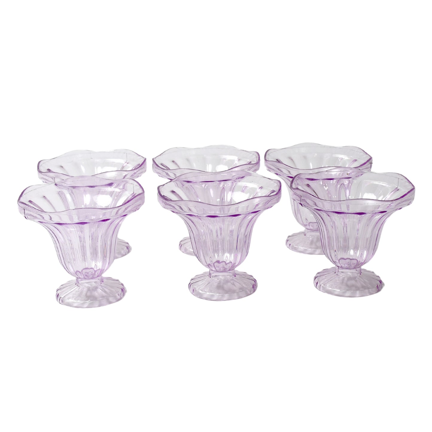 Crystal Plastic Ice-Cream Bowl Home Kitchen Serving Platter Or Dessert Cup For Sundae Sweets Snacks Fruit Pudding Nuts Or Dip Serving Bowls (Crystal Cups Set Of 6)