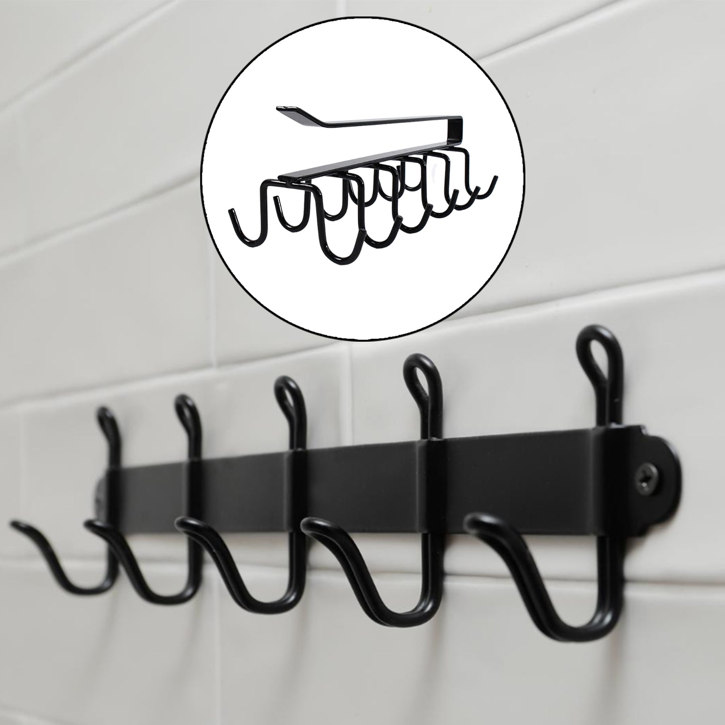 Double-Row Metal Cupholder Rack Multi-Purpose Iron Hanger With 6 Hooks (1 Pc)