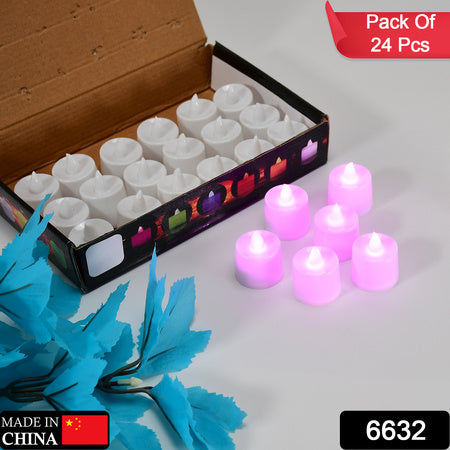 Pink Flameless Led Tealights Smokeless Plastic Decorative Candles - Led Tea Light Candle For Home Decoration (Pack Of 24)