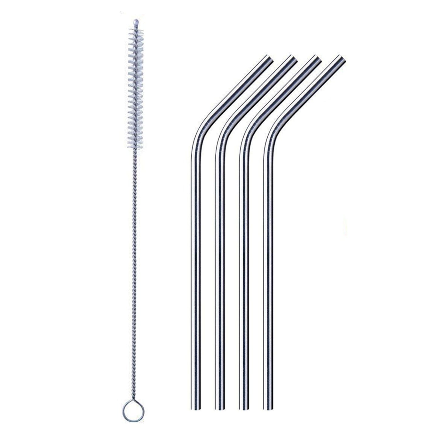 Reusable Stainless Steel Drinking Straws Bent (4 Bent Straws 1 Brush)