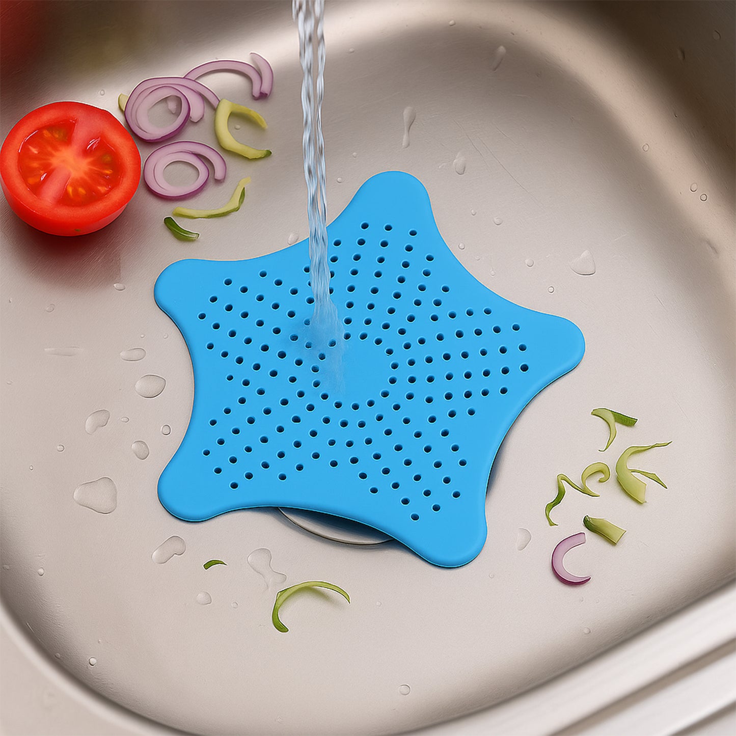 Aquablue Silicone Star Shaped Sink Filter Bathroom Hair Catcher Drain Strainers For Basin