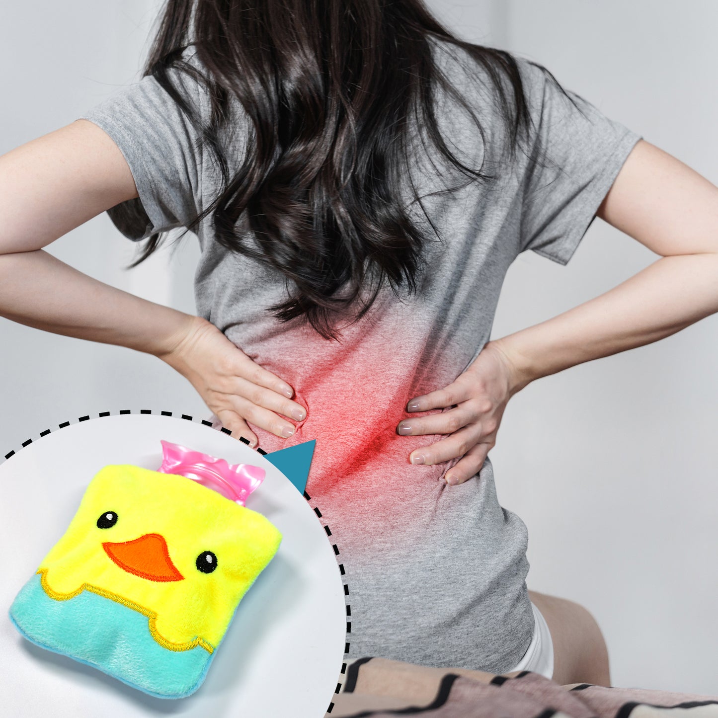 Yellow Duck Design Small Hot Water Bag With Cover For Pain Relief Neck Shoulder Pain And Hand Feet Warmer Menstrual Cramps.