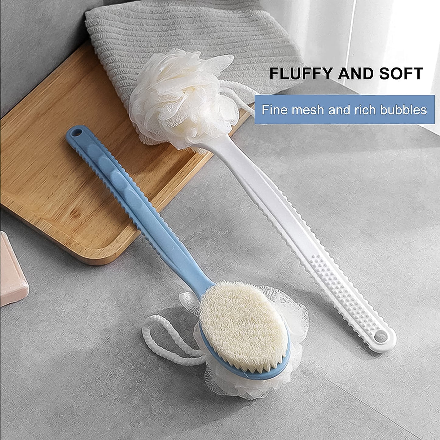 2In1 Bath Brush With Long Handle