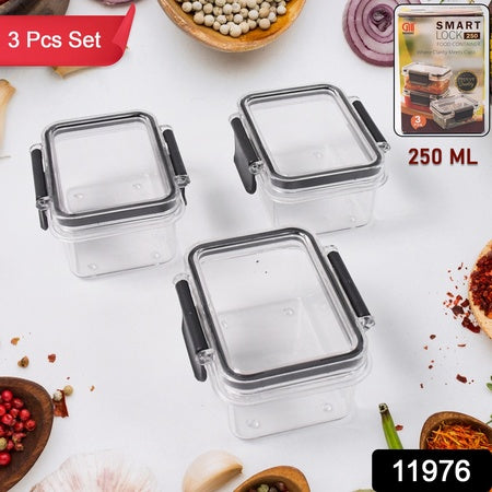 Kitchen Storage Container With Air Seal Lock Lid (3 Piece Set 250 Ml)