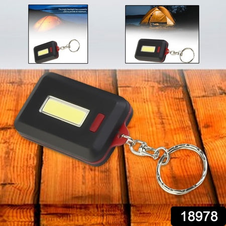 Led Keychain Cob Light With Hook Loop Sticker. 3 Light Modes (1 Pc Battery Not Included)