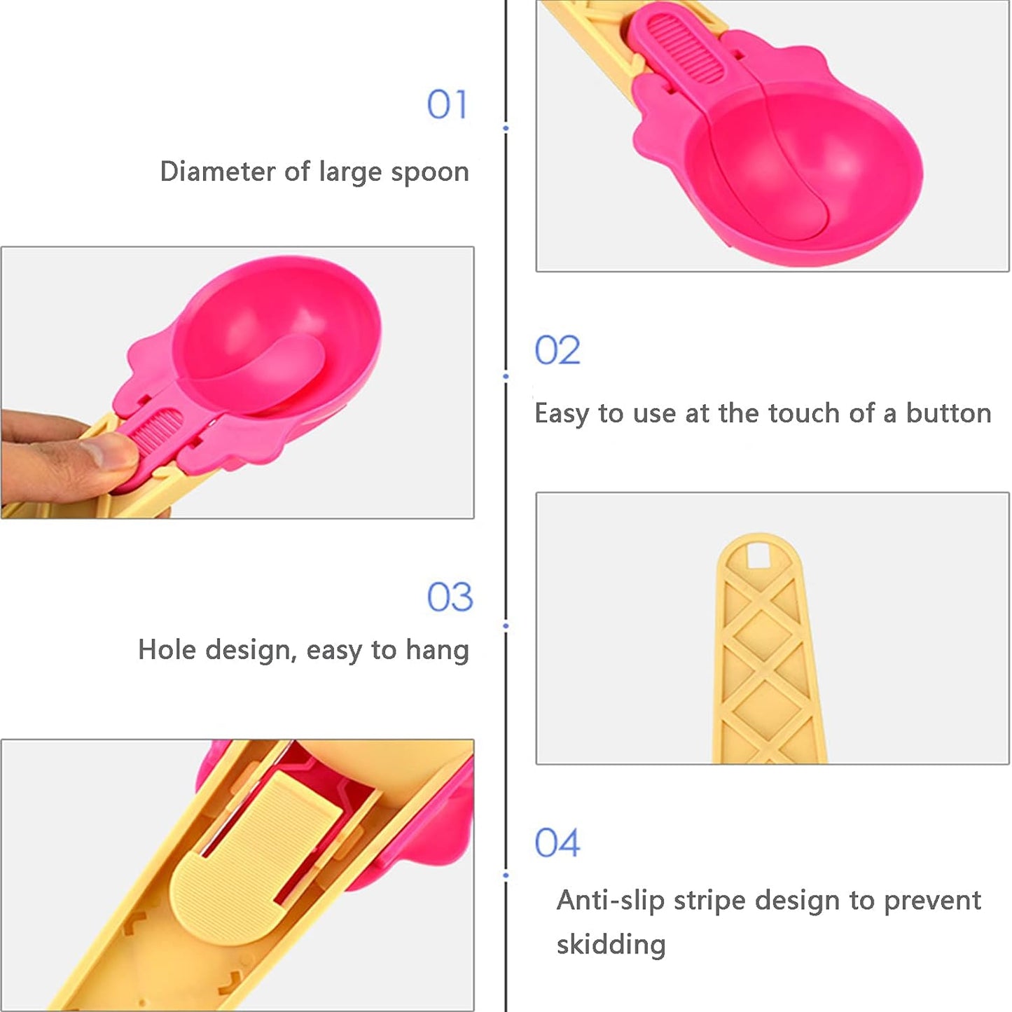 Ice Cream Spoons 2Pcs Plastic Water Melon Scoopers With Trigger Dipper And Adults For Summer Party Ice Cream Scoop Food Serving Spoon Kitchen Tools Ice Cream Digging Spoon Household Spoons Cupcake Spoons Aps Fruit Ball Player (2 Pc)