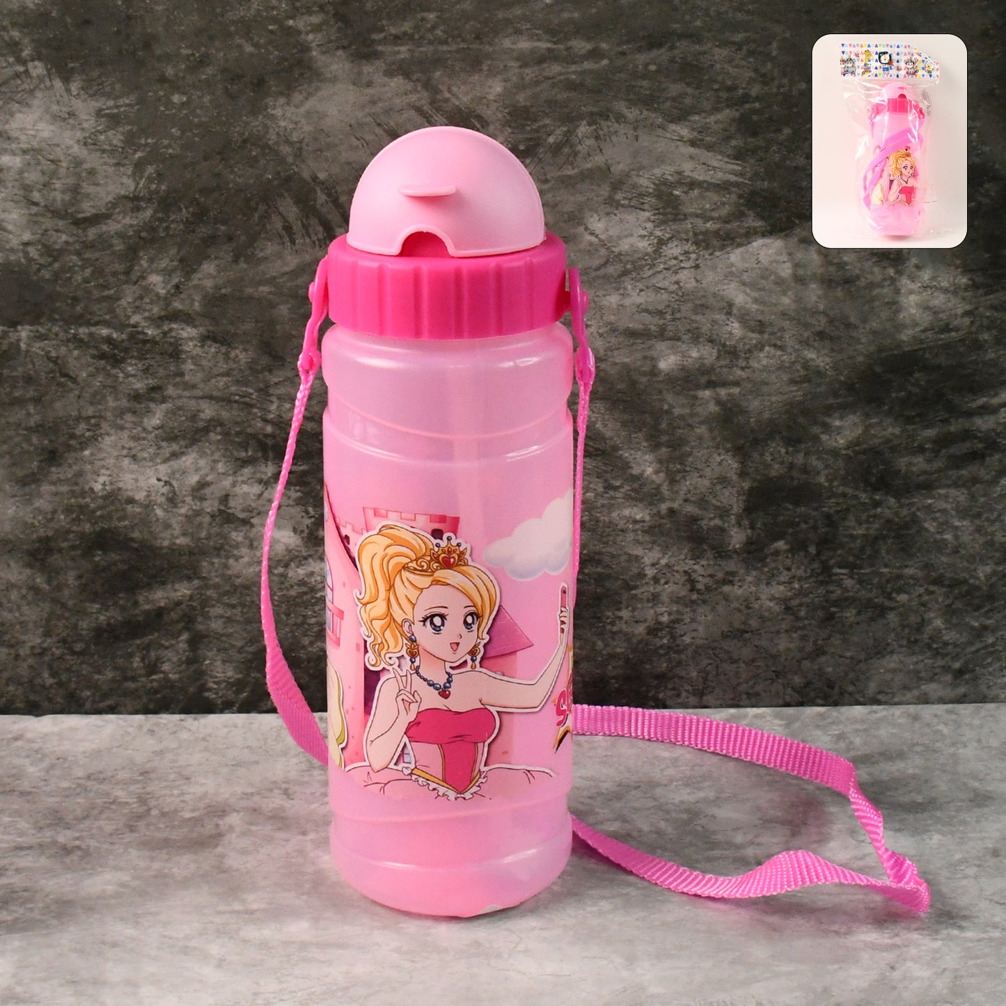 Cartoon Printed Water Bottle 550Ml (1 Pc)