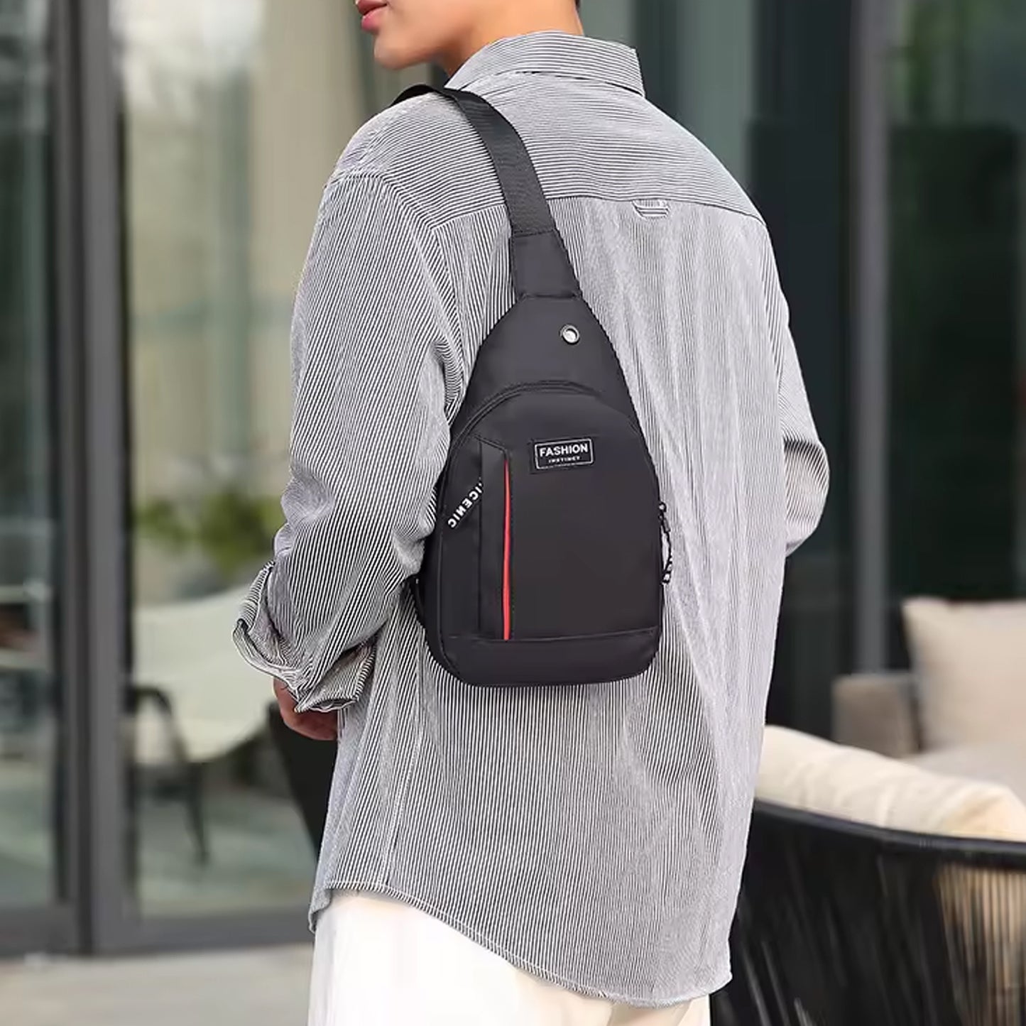 Waterproof Anti Theft Cross-Body Fanny Pack Waist Bag Shoulder Bags Chest Men Casual Fashion Usb Charging Earphone Hook Sling Travel Bag (1 Pc)
