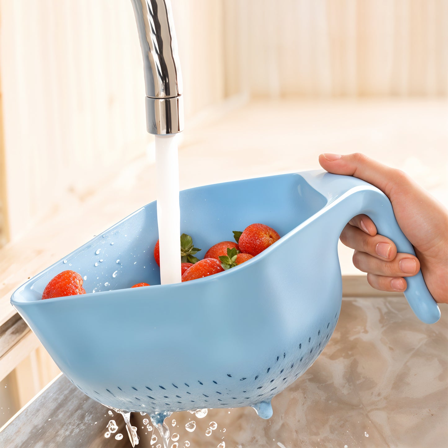 Apexmulti-Functional Plastic Strainer Bowl With Ergonomic Handle (1 Pc)
