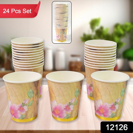 Disposable Paper Cups Disposable Tea Coffee Cups (24 Pcs Set Mix Color Design)