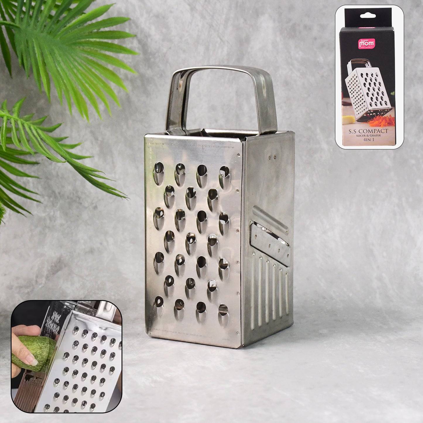 Supermom Premium 4-In-1 Stainless Steel Compact Grater And Slicer