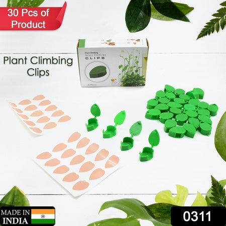 Plant Climbing Wall Fixture Clip Self-Adhesive Hook Vines Traction Invisible Stand Green Leaf Plant Clip Garden Wall Clip Plant Support Binding Clip Plants For Indoor Outdoor Decoration (30 Pcs Set)